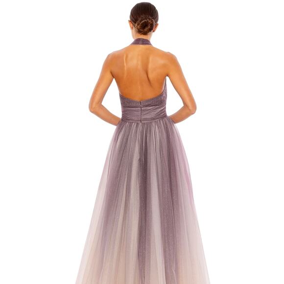 Mac Duggal 20376 Elegant Halter Neckline A-line Gown Charcoal-Ombre Size 12 NWT - Picture 3 of 12